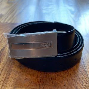 Hugo Boss Belt - Size 105/40 - Black w/ Metallic Belt